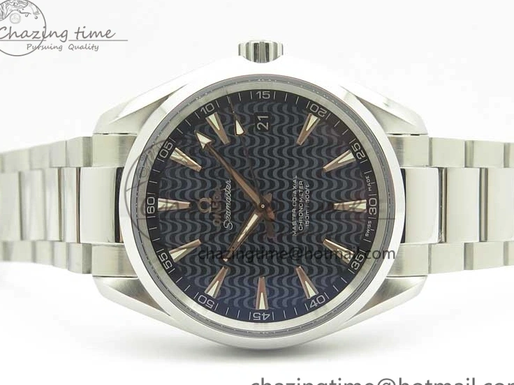 0524 FlexibleFit Aqua Terra 150M SS VSF 1:1 Best Edition Black Wave Textured Dial RG Hand on SS Bracelet A8500 Super Clone 8032